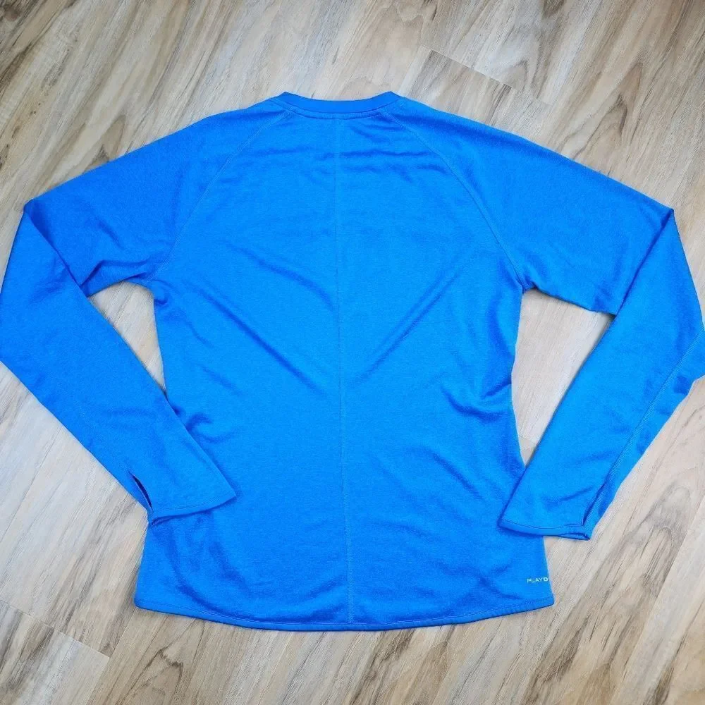 💜Reebok Blue & Neon Yellow Athletic Running Long Sleeve Top Medium